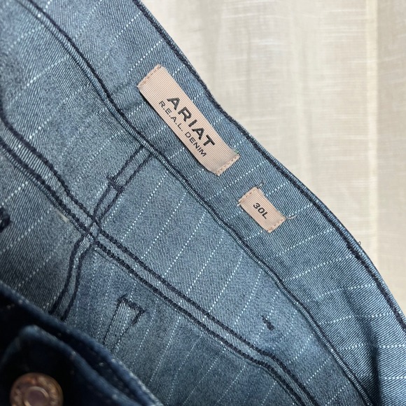 Ariat Perfect Rise Jasmine Flare Jeans Silver Stripe Dark Stretch Women's 30L - Picture 10 of 13